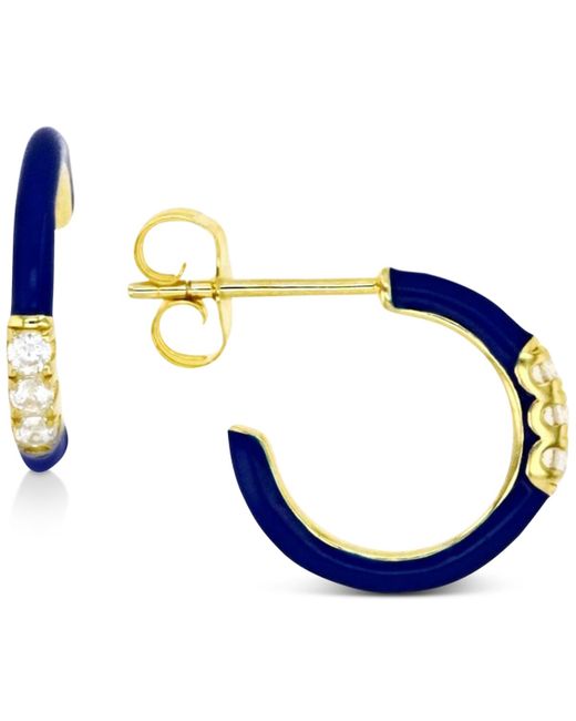 Macy's Blue Cubic Zirconia & Enamel Small C-hoop Earrings