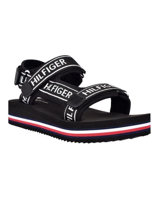 Becks afvisning Ulydighed Tommy Hilfiger Nurii Hook And Loop Sport Sandals in Black | Lyst