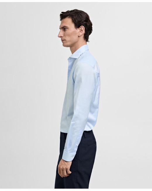 Mango White Slim-fit Cotton Poplin Dress Shirt for men