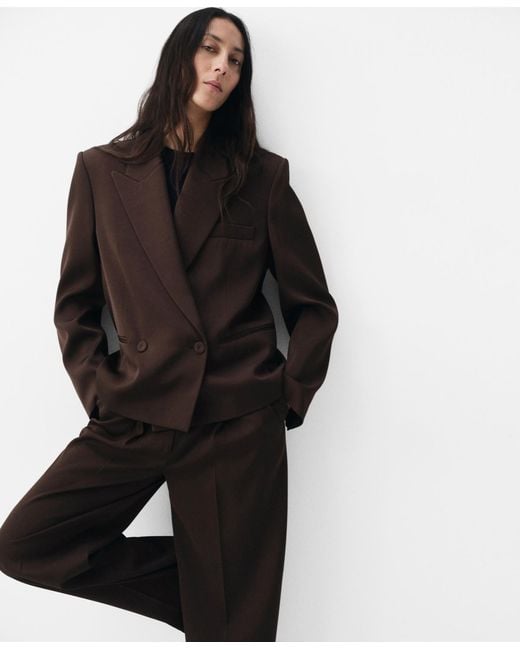 Mango Black Double-breasted Suit Jacket