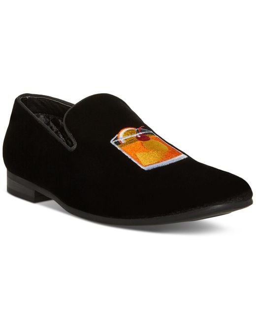 Steve Madden Black Cipri Velvet Slip-on Loafers for men
