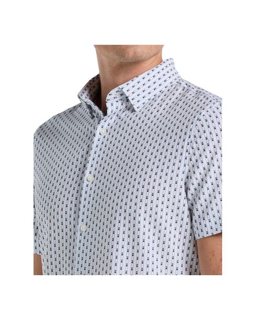 Perry Ellis White Slim Fit Short Sleeve Geo Print Button-down Shirt for men