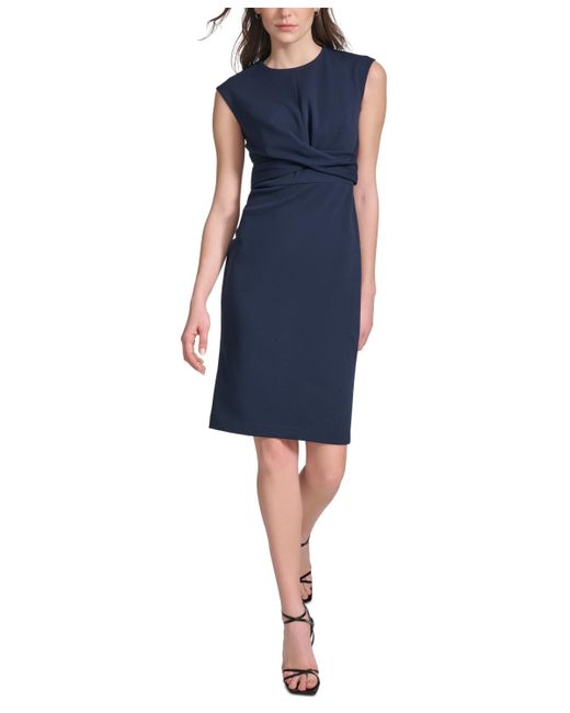 Calvin Klein Blue Twist-front Sheath Dress
