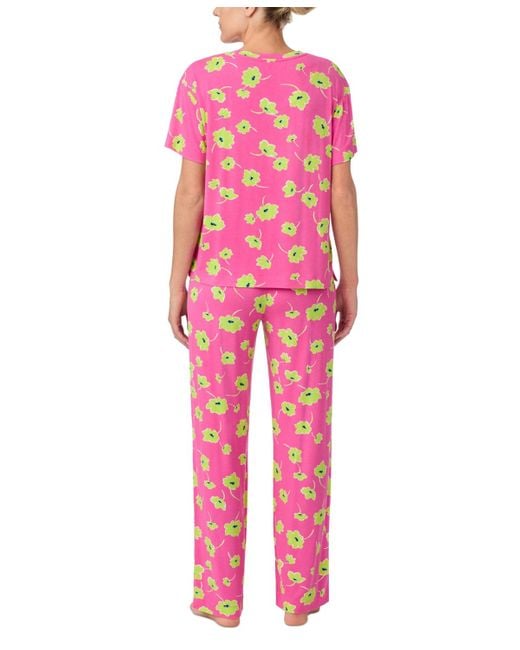 Sanctuary Pink 2-pc. Knit Jersey Short-sleeve Long Pajama Set