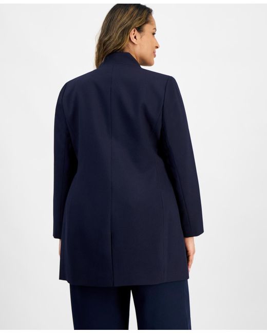 Tahari Blue Plus Size Twill Topper Jacket