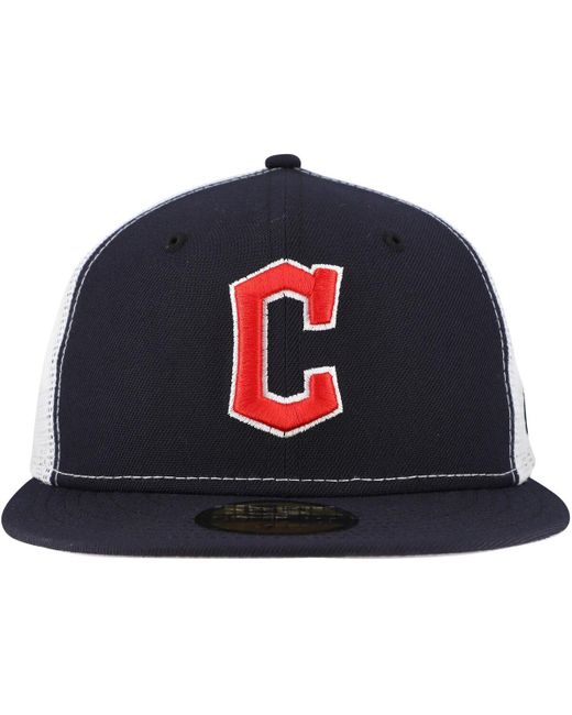 KTZ Blue Cleveland Guardians Team Color 59fifty Trucker Fitted Hat for men