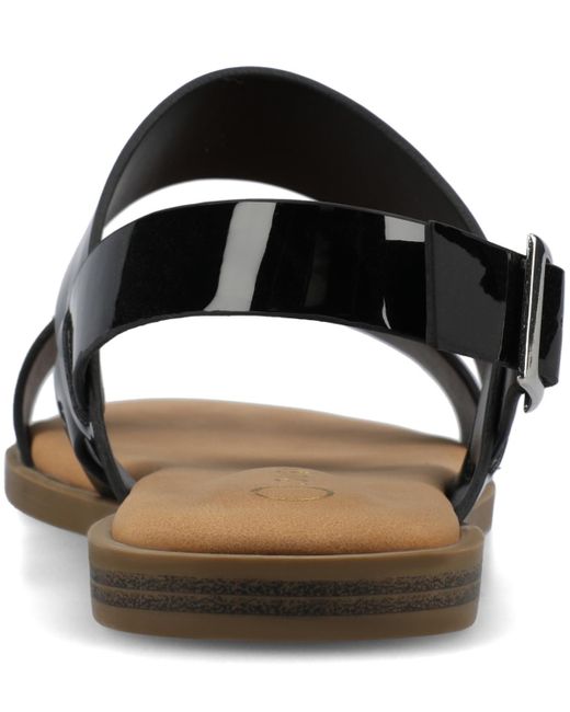 Journee Collection Black Lavine Round Toe Flat Sandals