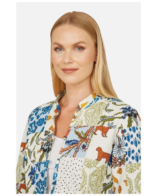 Yumi' Blue Indian Patchwork Reversible Jacket