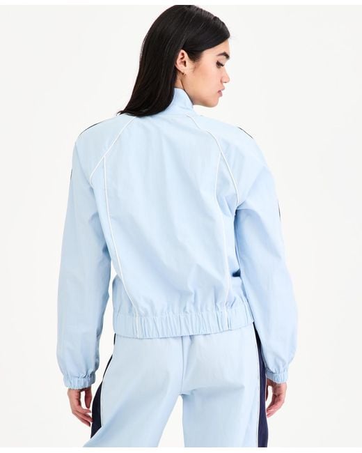 BarIII Blue Mock-neck Windbreaker Jacket