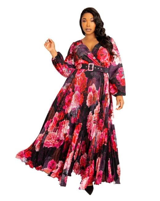 Buxom Couture Plus Size Floral Pleated Maxi Dress In Red Lyst buxom-couture-plus-size-floral-pleated-maxi-dress-in-red-lyst