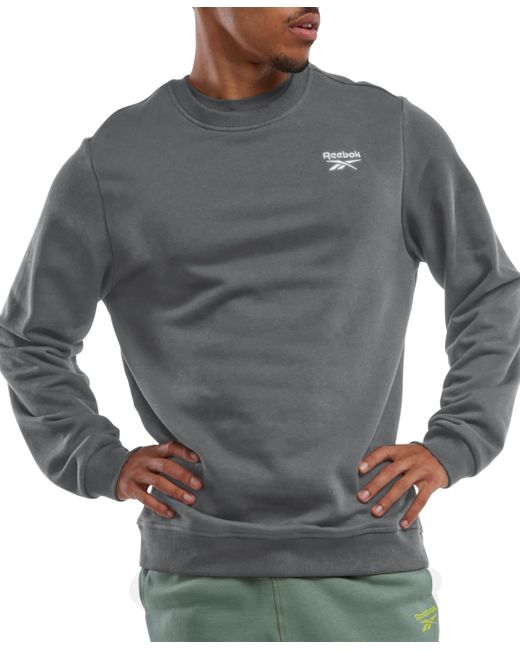 Reebok Gray Identity Vector Regular-fit Logo-print Fleece Sweatshirt for men