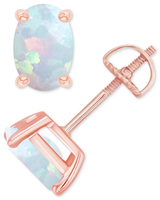 Macy's Blue Lab-grown Opal Screw Back Closure Stud Earrings (5/8 Ct. T.w.)