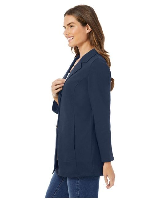 Woman Within Blue Within Knit Blazer