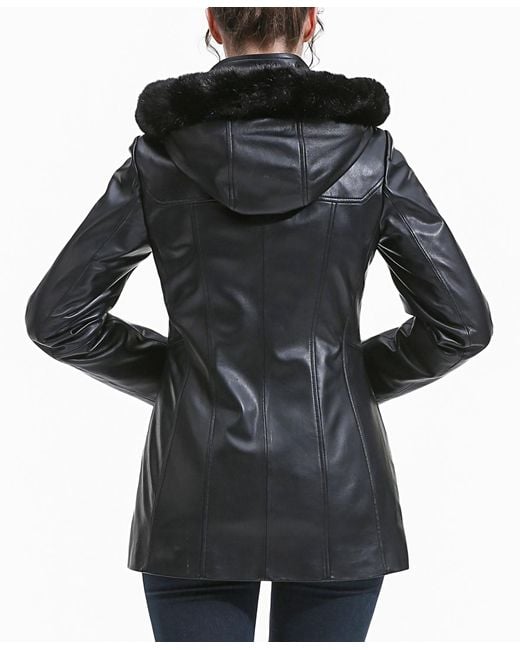 BGSD Black Plus Size Flora Leather toggle Coat