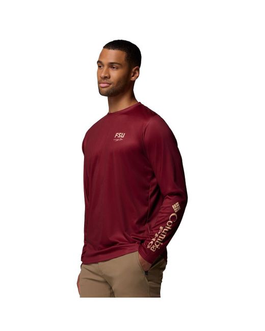 Columbia Red Florida State Seminoles Phg Terminal Shot 3-hit Long Sleeve T-shirt for men