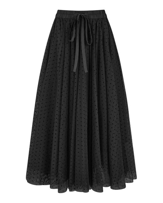Yumi' Black Mesh Heart Print Tulle Skirt