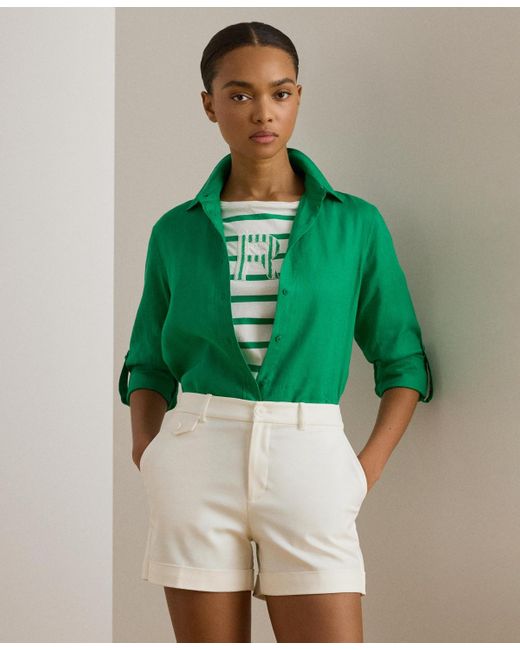 Ralph Lauren Women's Green 100% Linen Shirt