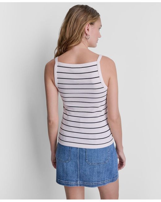 DKNY Blue Square Neck Tank Top