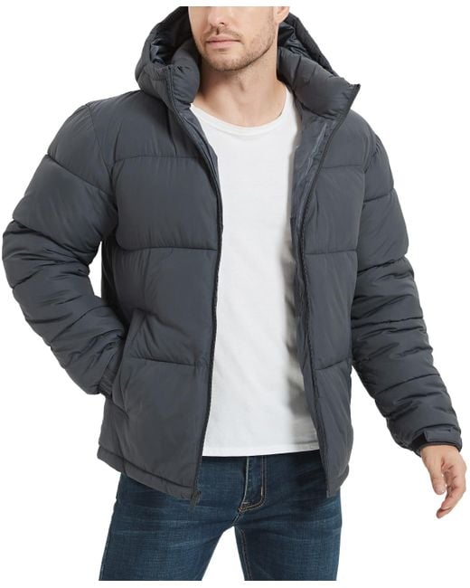 Hawke & Co. Gray Quilted Zip Front Hooded Puffer Jacket for men