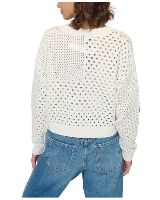 Central Park West Blue Darcy Open Stitch Embroidered Cardigan