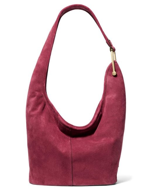 Michael Kors Red Michael Sonny Suede Medium Hobo Shoulder Bag