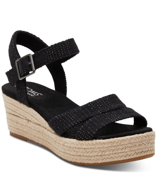 TOMS Black Audrey Espadrille Wedge Platform Sandals