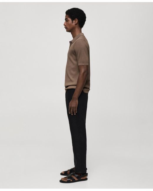 Mango Brown Slim-fit 100% Linen Pants for men