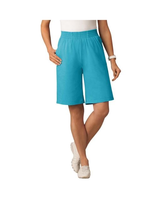 Woman Within Blue Within Elastic-waist Knit Short