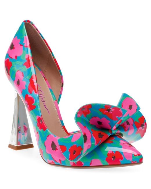 Betsey Johnson Red Nobble-p Floral Sculpted Bow Pumps