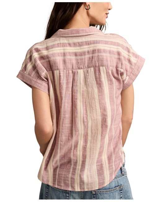 Lucky Brand Pink Striped Tie Frontt Button-down