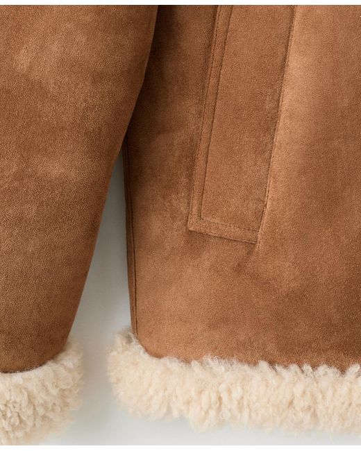 Mango Natural Shearling And Suede-effect Jacket