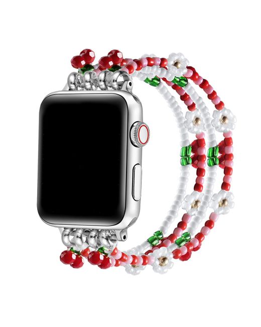 The Posh Tech White Cherry Beaded Band For Apple Watch
