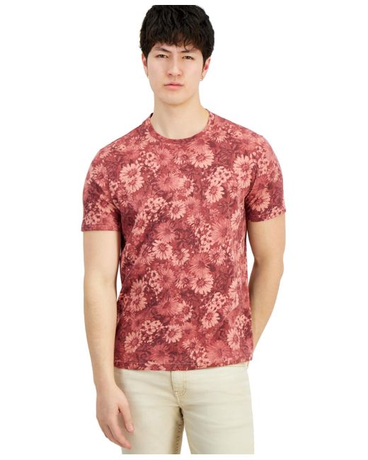 INC International Concepts Red Harlowe Cotton Floral T-shirt for men