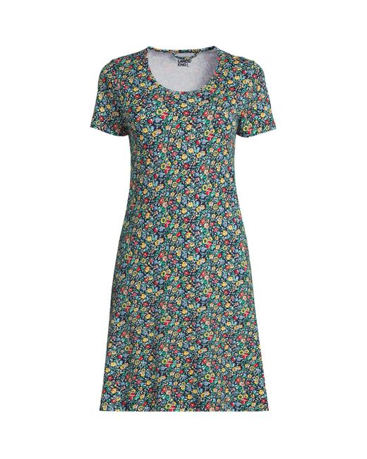 Lands' End Green Cotton Short Sleeve Knee Length Nightgown