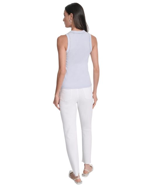 DKNY White Studded Crewneck Tank