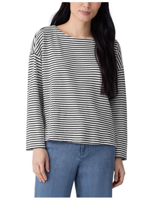 Eileen Fisher Black Striped Top