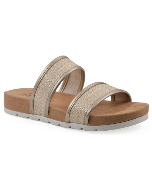 White Mountain Brown Tropical Slide Slip-on Sandals