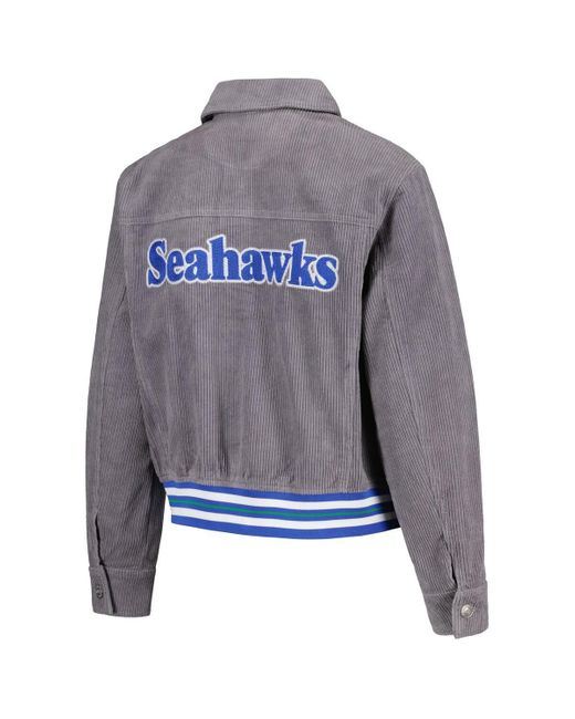 The Wild Collective Gray Seattle Seahawks Corduroy Button-up Jacket