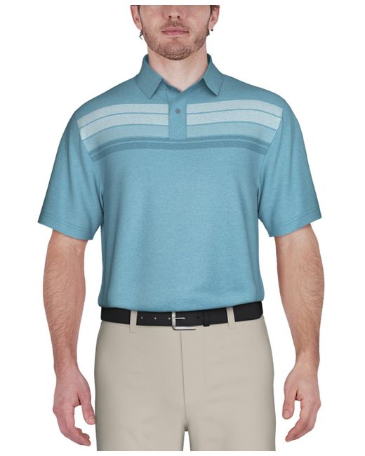 PGA TOUR Blue Stretch Moisture-wicking Chest Stripe Golf Polo Shirt for men
