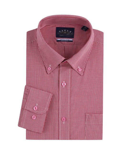Eagle Pink Stretch Collar Gingham Poplin Shirt for men