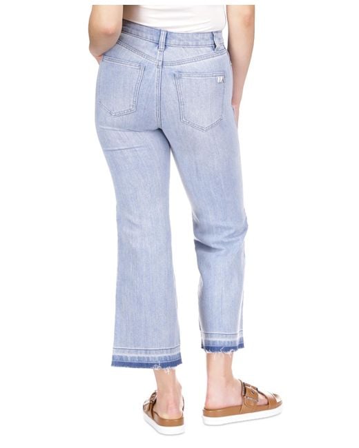 Michael Kors Blue Michael Button-fly Flared Cropped High-rise Jeans