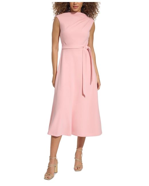 Calvin Klein Pink Sleeveless Belted Midi Dress
