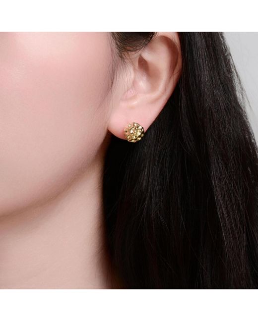 Genevive Jewelry Metallic Sterling Silver 14k Plated Honeycomb Textured Stud Earrings