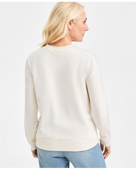 Style & Co. White Embroidered Crew Sweatshirt