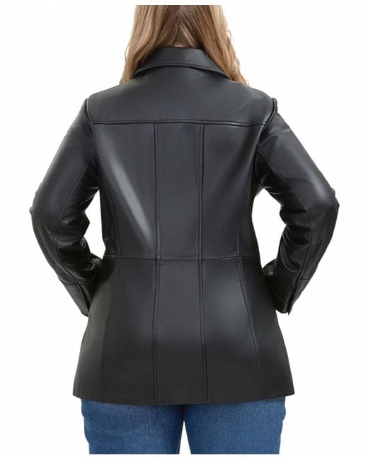 BGSD Black Petite Sofia Leather Car Coat