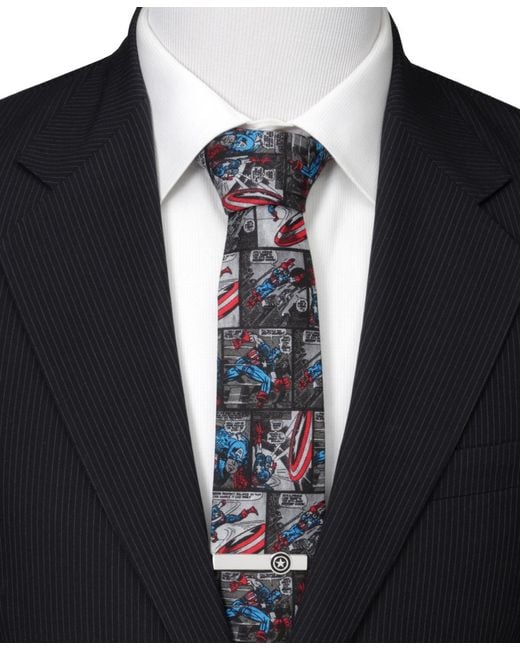 Marvel Blue Captain America Comic Tie for men