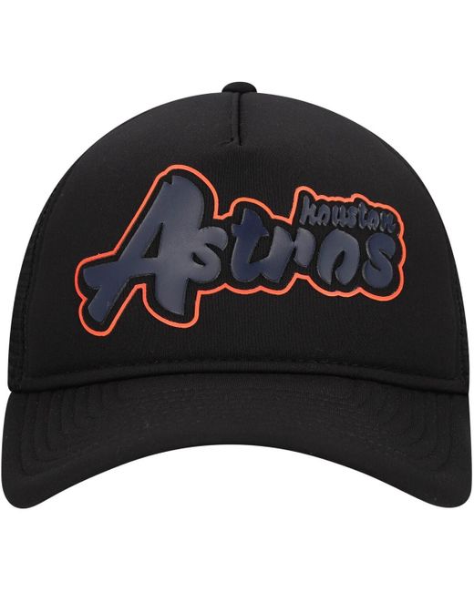 KTZ Black Houston Astros Retro Bold A-frame Trucker 9forty Adjustable Hat for men