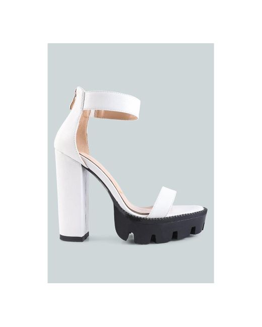 LONDON RAG Rattle Chunky High Block Heel Sandals in Blue Lyst