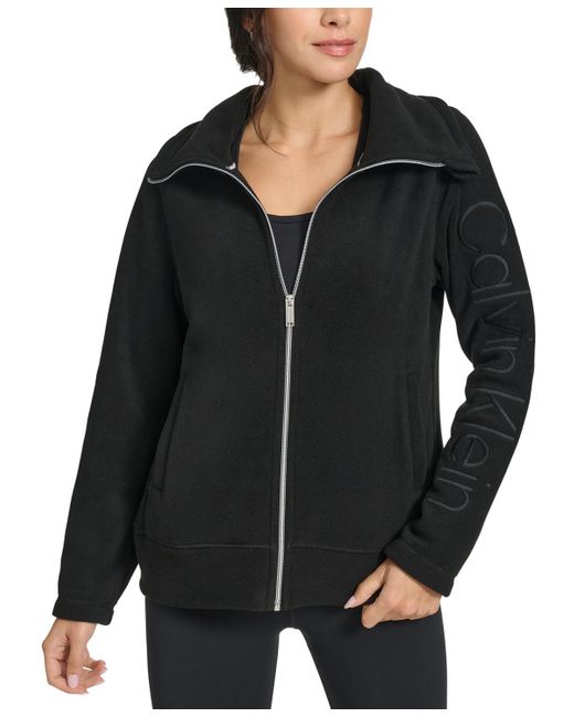 Calvin Klein Blue Active Tech Fleece Mock-neck Jacket