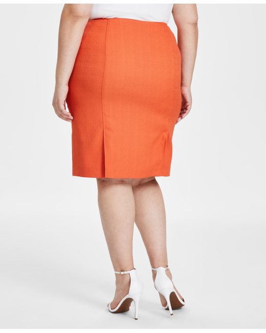 Kasper Plus Size Textured Pencil Skirt